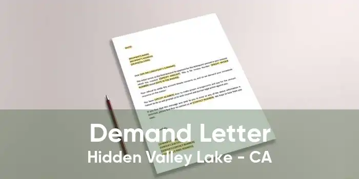 Demand Letter Hidden Valley Lake - CA