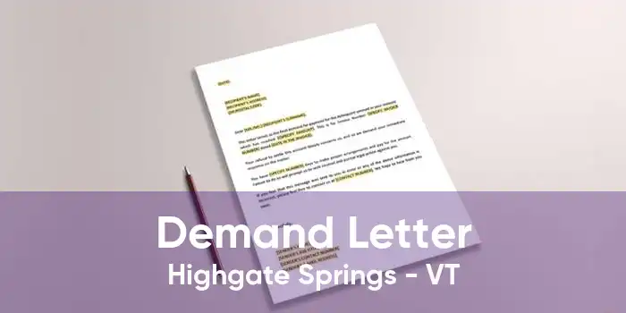 Demand Letter Highgate Springs - VT