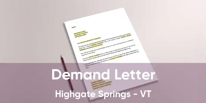 Demand Letter Highgate Springs - VT