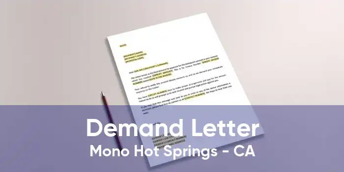 Demand Letter Mono Hot Springs - CA