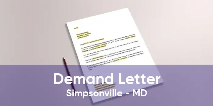 Demand Letter Simpsonville - MD