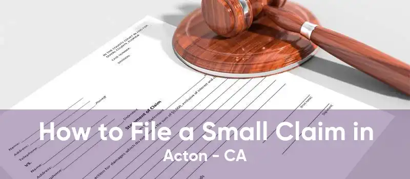 How to File a Small Claim in Acton - CA